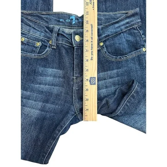 7 for All Mankind Straight Leg Jeans Size 27 Dark Wash Pocket Design USA Made - Picture 7 of 7